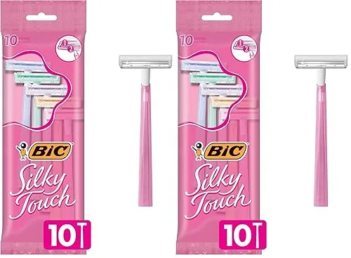 BIC Silky Touch Women's Disposable Razors, With 2 Blades, Pretty