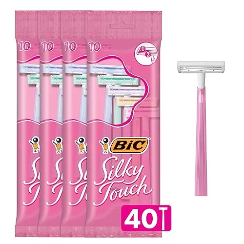 BIC Silky Touch Women's Disposable Razors, With 2 Blades, Pretty