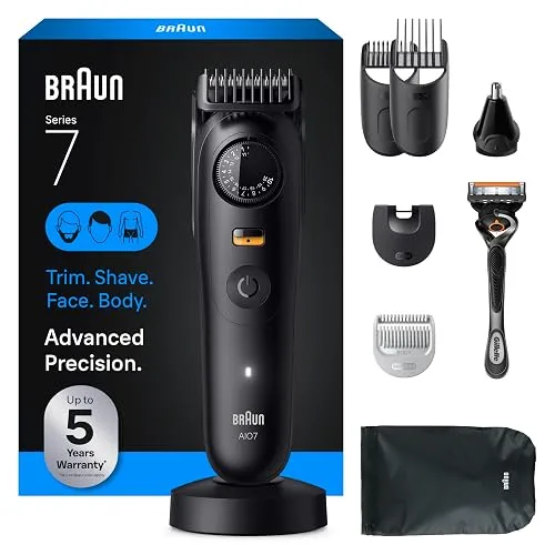 Braun All-in-One Series 7 Men's Electric Beard Trimmer, Hair Clipper,