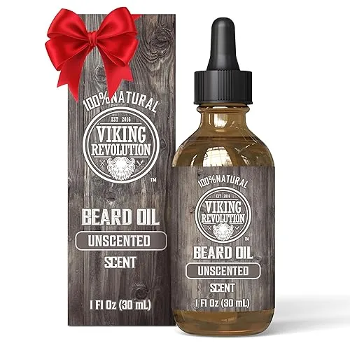 Viking Revolution Unscented Beard Oil for Men - Natural Mens