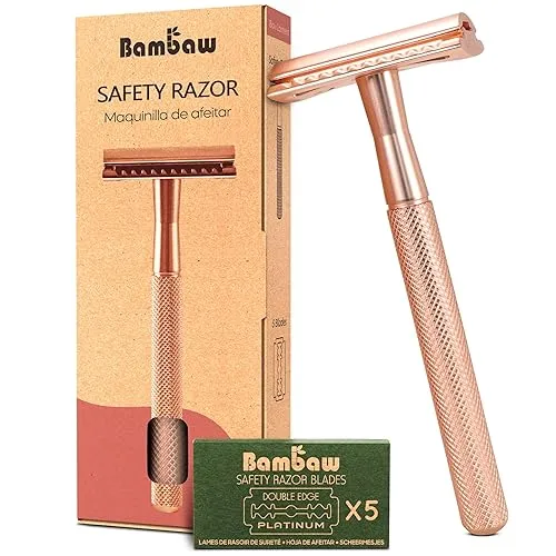 Bambaw Safety Razor for Women with 5 Double Edge Blades,