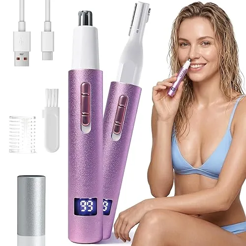 Yunmiss LED Display Eyebrow & Nose Hair Trimmer Clipper for
