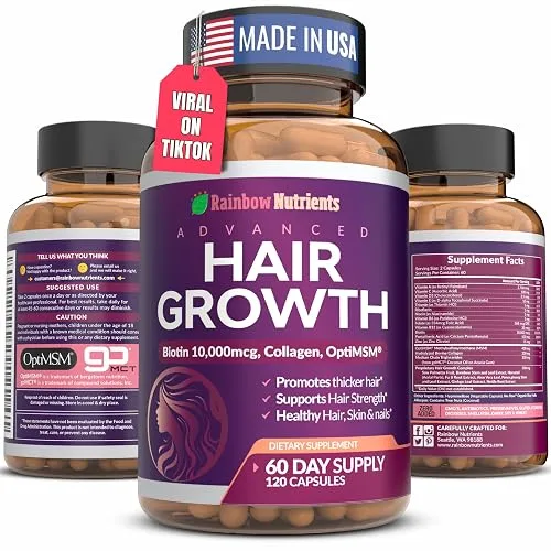 Hair Growth Vitamins for Women | Biotin 10,000mcg, Collagen, Patented