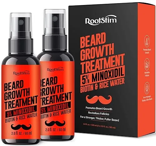 5% Minoxidil Beard Growth Serum for Men: 2-Pack Minoxidil Hair