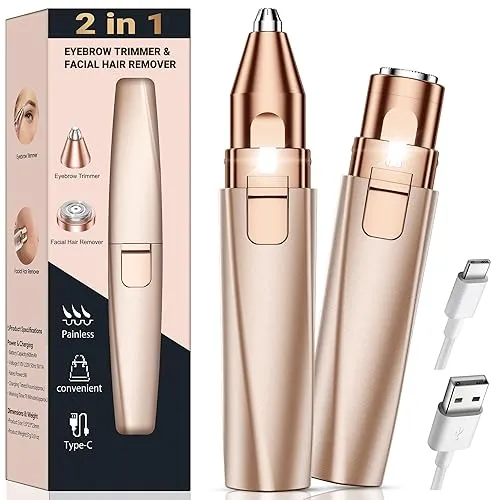 Eyebrow Trimmer Facial Hair Removal for Women: 2 in 1