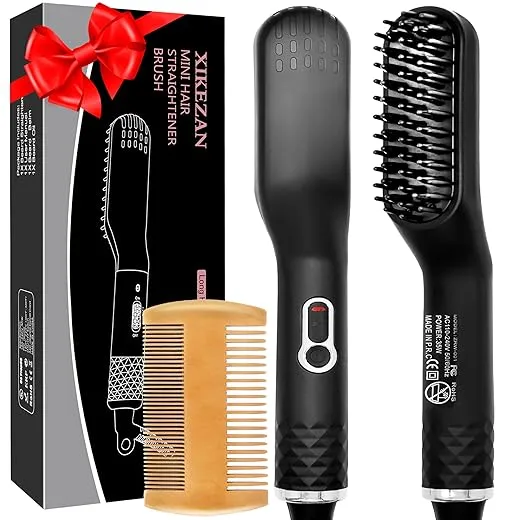 Beard Straightener for Men,Premium Heated Beard Brush w/Anti-Scald Feature,Beard Straightening Comb,Unique Fathers Day Birthday Valentines Gifts for Men Him Dad Boyfriend Christmas Stocking Stuffers