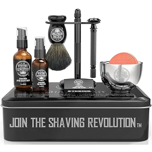 Viking Revolution Luxury Safety Razor Shaving Kit - Includes Double