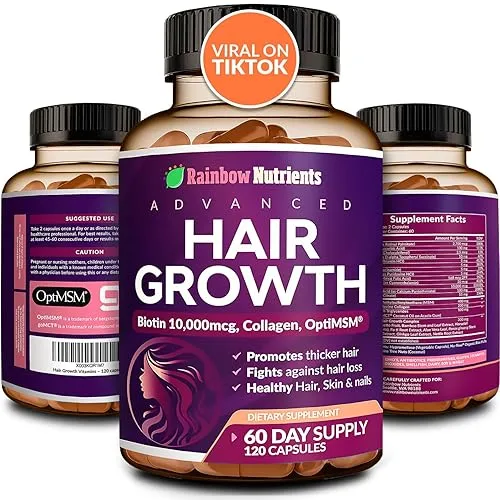 Hair Growth Vitamins for Women | Biotin 10,000mcg, Collagen, Patented