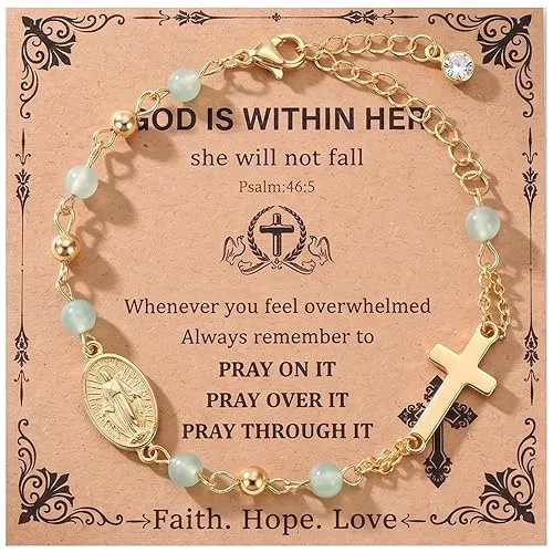 Cross Bracelet Gifts for Women Her - 14K Gold Plated
