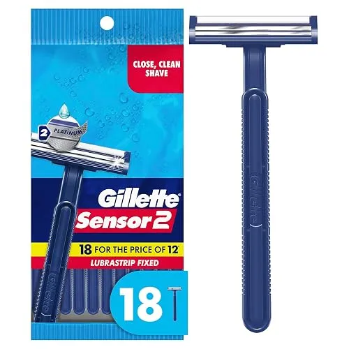 Gillette Sensor2 Disposable Razors for Men, Water Activated Lubrastrip to