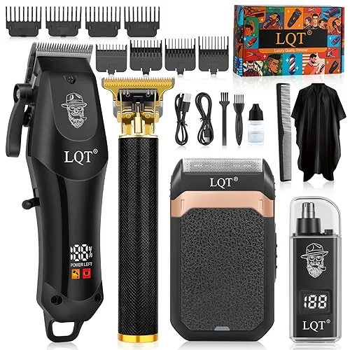 Hair Clippers for Men with LED Display, 4-Piece Cordless Grooming